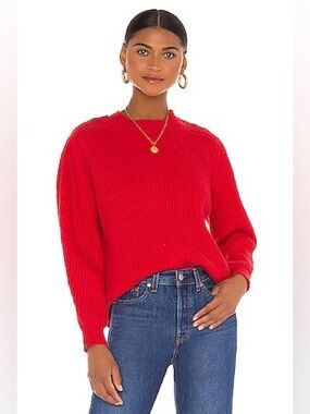 Misa Los Angeles XS Dominique Sweater Red Ribbed Chunky Knit